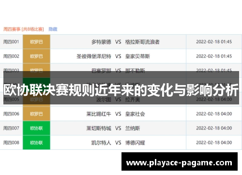 欧协联决赛规则近年来的变化与影响分析 欧协联决赛规则近年来的变化与影响分析